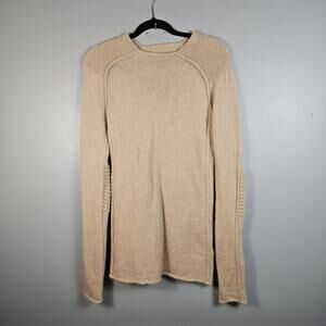 H&M Tunic Sweater Wool/Mohair Blend Tan Womens Size 12 Ribbed Accents Soft Cozy